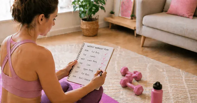 beginner home workout plan for women weekly schedule at home