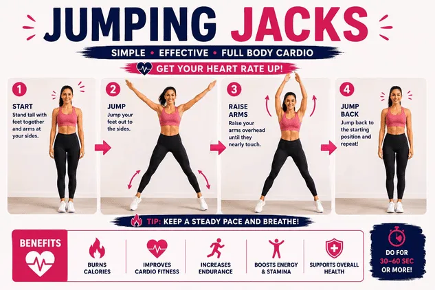 Easy Cardio Exercises at Home for Beginners to Burn Fat Fast: Jumping Jacks