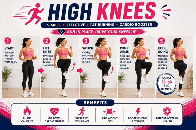 High Knees: Easy Cardio Exercises at Home for Beginners